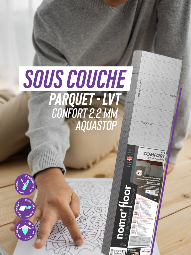 Sous couche anti humidité et anti bruit pour parquet massif et stratifié (1,2m*12,5m=15m2)