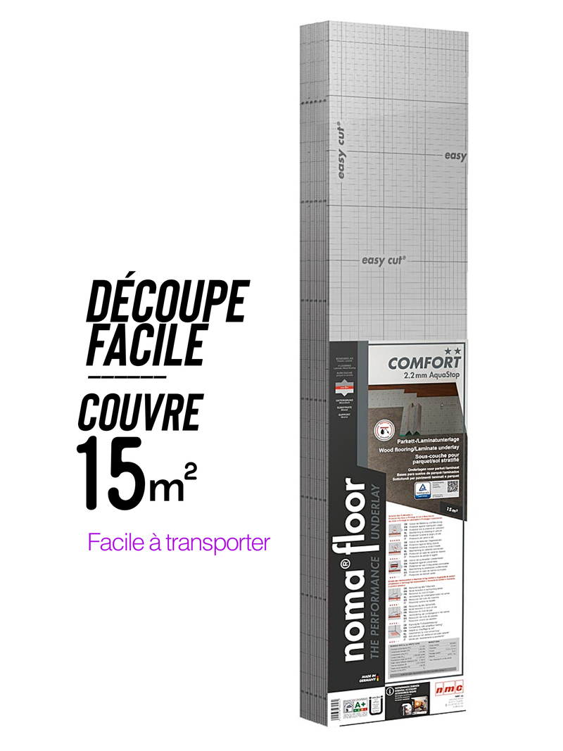 Sous couche anti humidité et anti bruit pour parquet massif et stratifié (1,2m*12,5m=15m2)