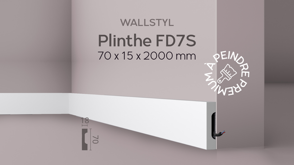 Plinthe square FD7S polymère - 70 x 15 x 2000 mm